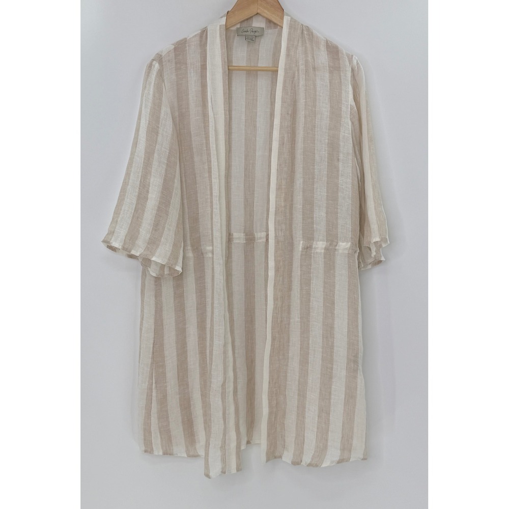 Charlie Paige Cream and Tan Striped Swim Coverup
